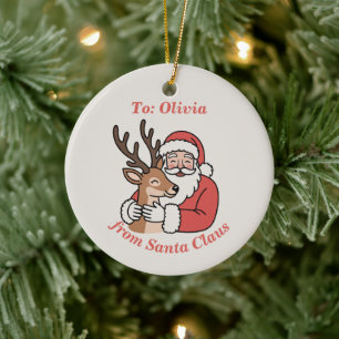 Adorno De Cerámica Navidades de arte de la línea de ciervos y Santa m
