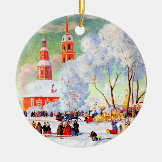 Adorno De Cerámica Navidades de arte Personalizados rusos regalan ado (Frente)