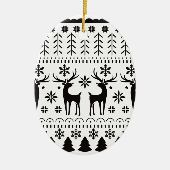 Adorno De Cerámica Navidades de arte popular moderno reno (Frente)