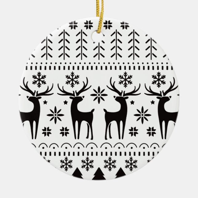 Adorno De Cerámica Navidades de arte popular moderno reno (Frente)