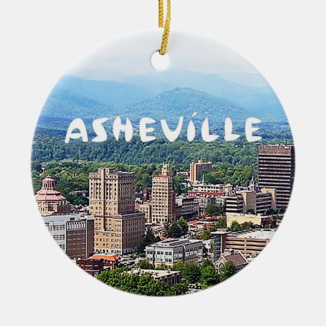 Adorno De Cerámica Navidades de Asheville, Carolina del Norte (Frente)