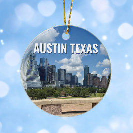 Adorno De Cerámica Navidades de Austin Texas Skyline Souvenir