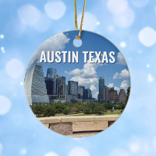 Adorno De Cerámica Navidades de Austin Texas Skyline Souvenir