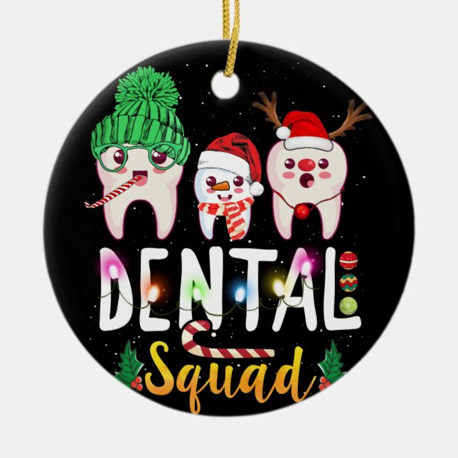 Adorno De Cerámica Navidades de Auxiliar Dental Squad Cute Dientes (Frente)