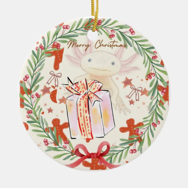 Adorno De Cerámica Navidades de Axolotl (Frente)