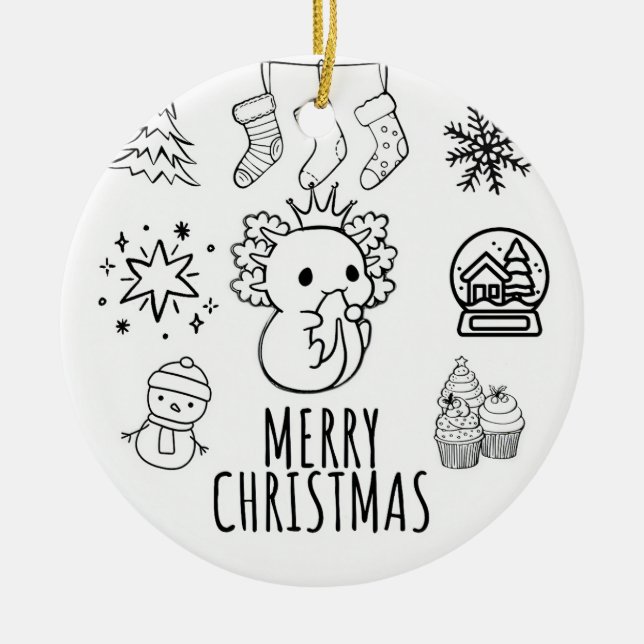 Adorno De Cerámica Navidades de axolotl (Frente)