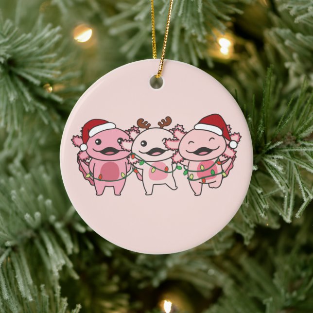 Adorno De Cerámica Navidades de Axolotl Navidades Animales Dulces Axo
