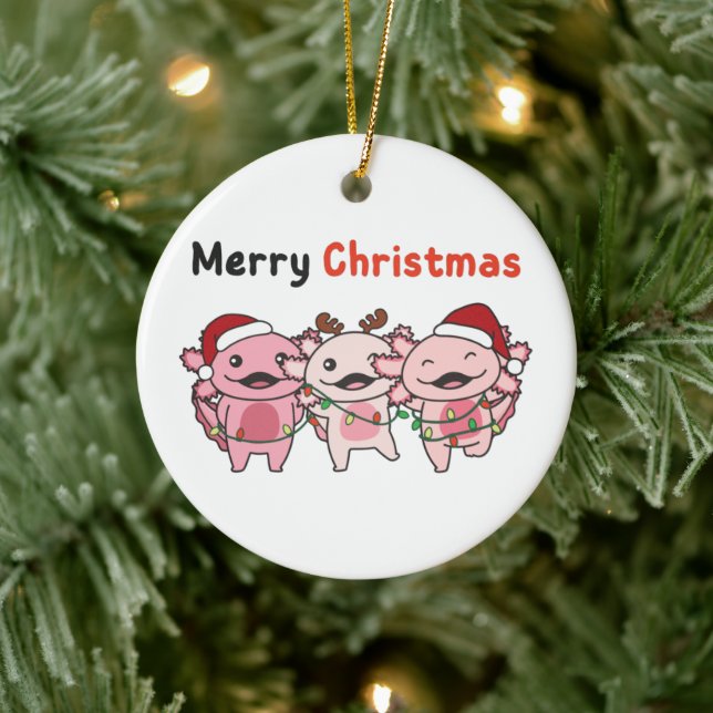 Adorno De Cerámica Navidades de Axolotl se burlan de Axolotls Feliz N (Árbol)