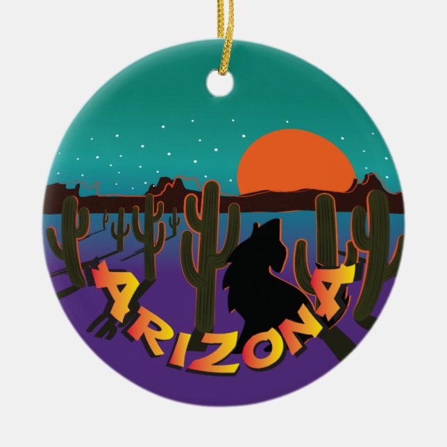 Adorno De Cerámica Navidades de AZ Arizona Howling Coyote (Frente)