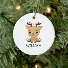 Adorno De Cerámica Navidades de Baby Keepsake con nombre de reno