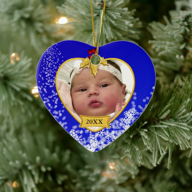 Adorno De Cerámica Navidades de Baby's 2 Sided Photo Keepsake (Árbol)