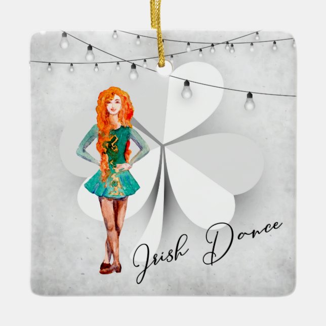 Adorno De Cerámica Navidades de baile irlandés personalizado (Anverso)