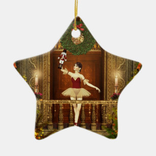 Adorno De Cerámica Navidades de Ballerina y Nutcracker Ornament