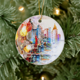 Adorno De Cerámica Navidades de baloncesto NYC de colores modernos