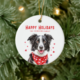 Adorno De Cerámica Navidades de Bandana en Frontera Collie Red Heart