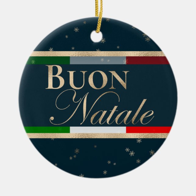 Adorno De Cerámica Navidades de Bandera Italiana Buon Natale (Frente)