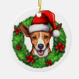 Adorno De Cerámica Navidades de Basenji
