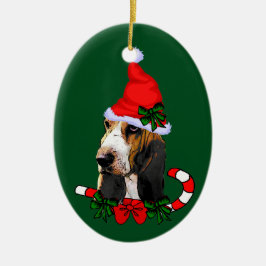 Adorno De Cerámica Navidades de Basset Hound