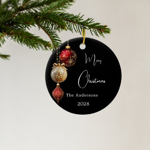 Adorno De Cerámica Navidades de baubles de oro rojo negro