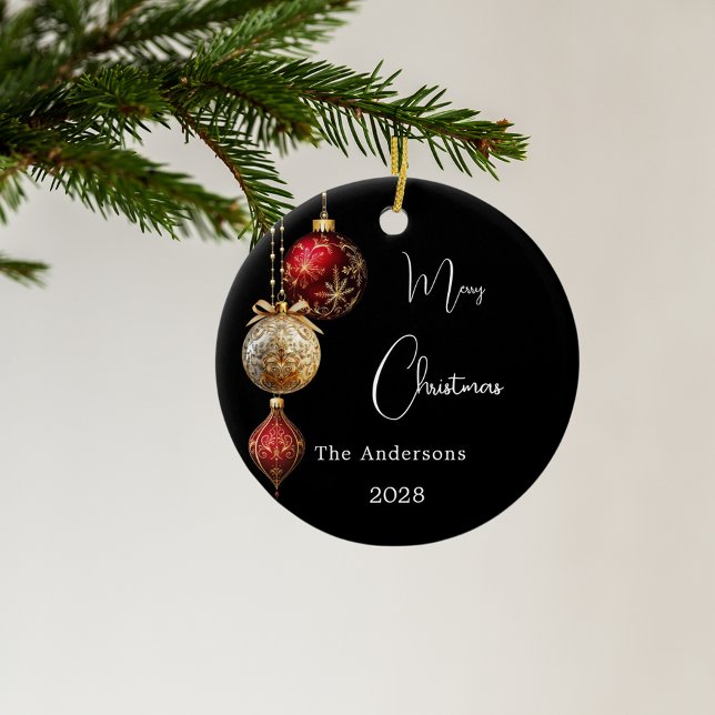 Adorno De Cerámica Navidades de baubles de oro rojo negro (Subido por el creador)