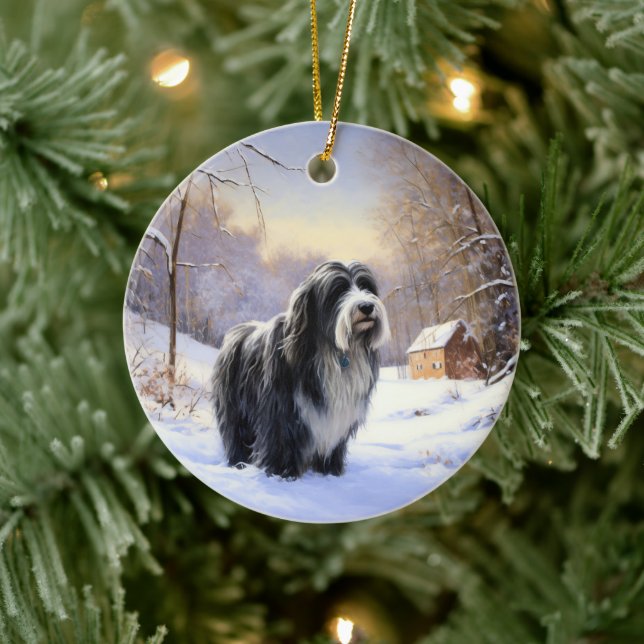 Adorno De Cerámica Navidades De Beart Collie Let It Snow (Árbol)
