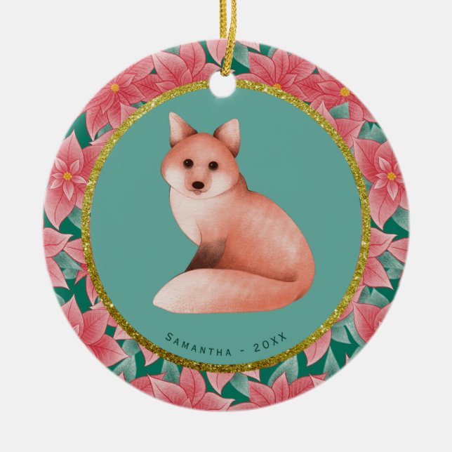 Adorno De Cerámica Navidades de bebé Fecha de nombre personalizado Fo (Frente)