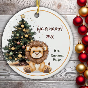 Adorno De Cerámica Navidades de bebé leones niños personalizados