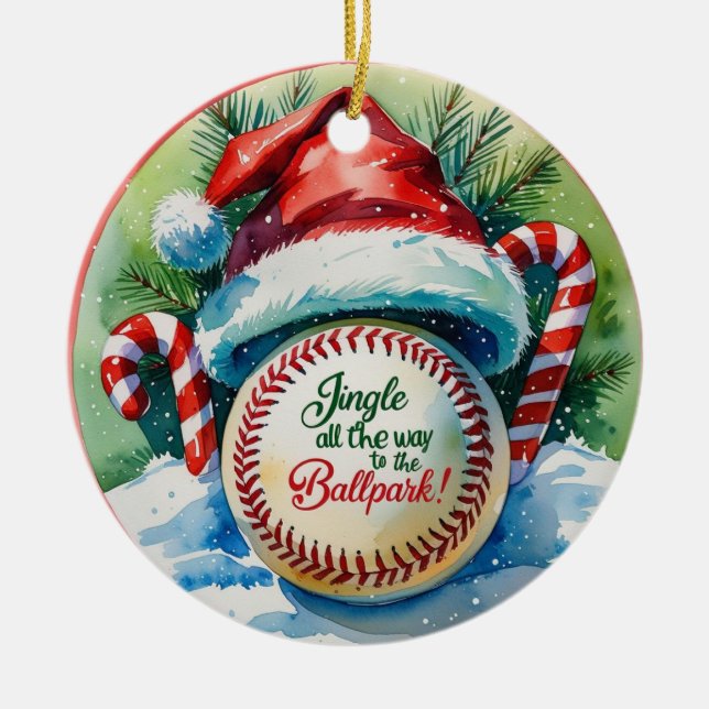 Adorno De Cerámica Navidades de béisbol (Frente)