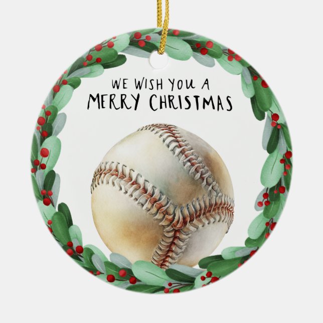 Adorno De Cerámica Navidades de béisbol (Frente)