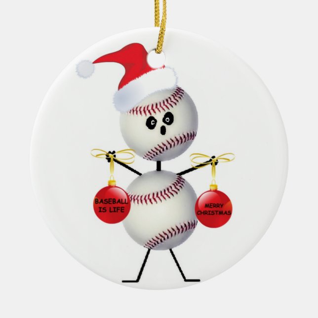 Adorno De Cerámica Navidades de béisbol (Frente)