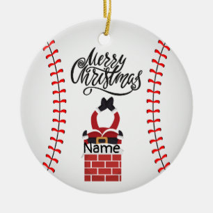 Adorno De Cerámica Navidades de béisbol con el baile Cute Santa Claus