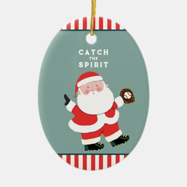 Adorno De Cerámica Navidades de béisbol Keepsake (Frente)