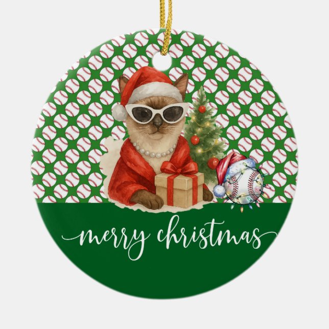Adorno De Cerámica Navidades de béisbol temáticos para amantes del ga (Frente)