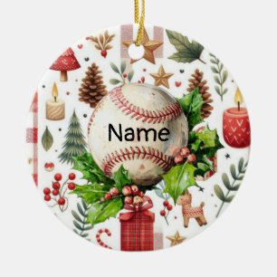 Adorno De Cerámica Navidades de béisbol temáticos para niños con nomb