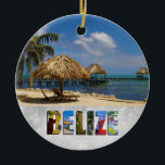 Adorno De Cerámica Navidades de Belice San Pedro Beach Ambergris Caye<br><div class="desc">Muestra tu amor por el país de Belice estos Navidades con este adorno de navidad tropical con una hermosa foto de la playa y el océano en la ciudad de San Pedro en Ambergris Caye!</div>