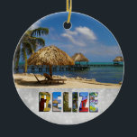 Adorno De Cerámica Navidades de Belice San Pedro Beach Ambergris Caye<br><div class="desc">Muestra tu amor por el país de Belice estos Navidades con este adorno de navidad tropical con una hermosa foto de la playa y el océano en la ciudad de San Pedro en Ambergris Caye!</div>