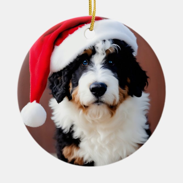 Adorno De Cerámica Navidades de Bernedoodle (Frente)