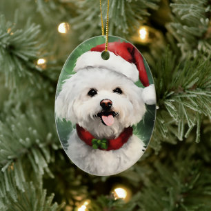 Adorno De Cerámica Navidades de Bichon Frise pinchan arte
