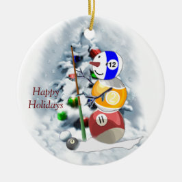 Adorno De Cerámica Navidades de Billiards Ball Snowman