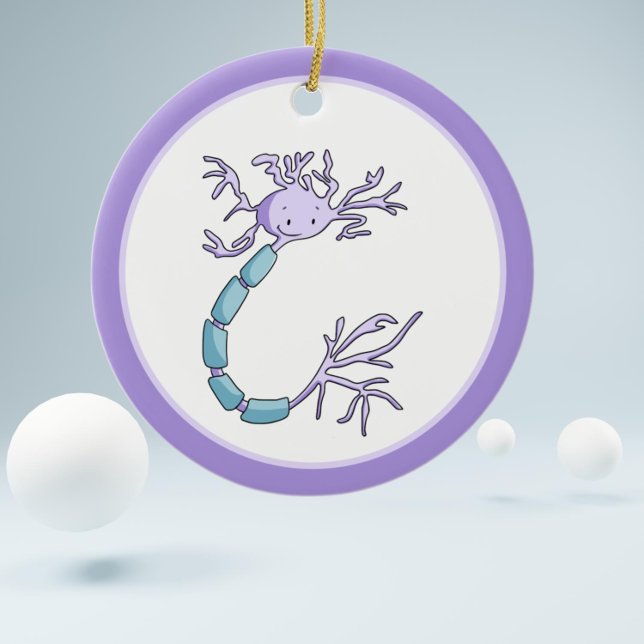 Adorno De Cerámica Navidades de biología de neuronas Personalizados m (Cute cartoon neuron illustration  christmas ornament makes the perfect gift for biologists)
