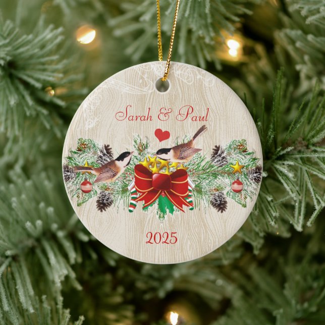Adorno De Cerámica Navidades de Birds Garland y Pinecones (Árbol)