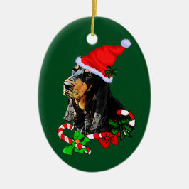 Adorno De Cerámica Navidades de Black and Tan Coonhound