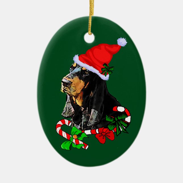 Adorno De Cerámica Navidades de Black and Tan Coonhound (Frente)
