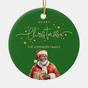 Adorno De Cerámica Navidades de Black Santa Claus de Estados Unidos