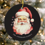 Adorno De Cerámica Navidades de Black Vintage Watercolor Santa Claus<br><div class="desc">Celebrar la temporada festiva con nuestro color de agua de la Vintage negro Navidades de Santa Claus Ornamento cerámico! Este encantador ornamento presenta un diseño nostálgico de Santa Claus, con un elegante fondo sólido, que combina el encanto vintage con el estilo moderno. Perfecto para añadir un toque festivo a tu...</div>