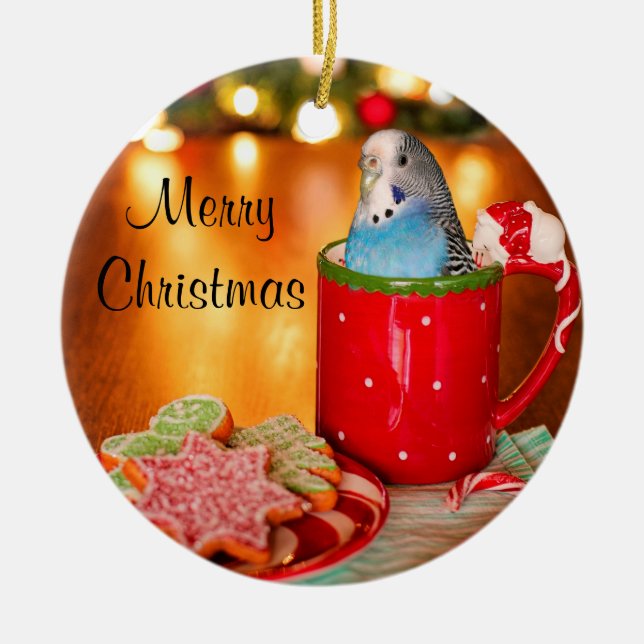 Adorno De Cerámica Navidades de Blue Parakeet (Frente)