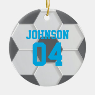 Adorno De Cerámica Navidades de Blue Soccer Ball