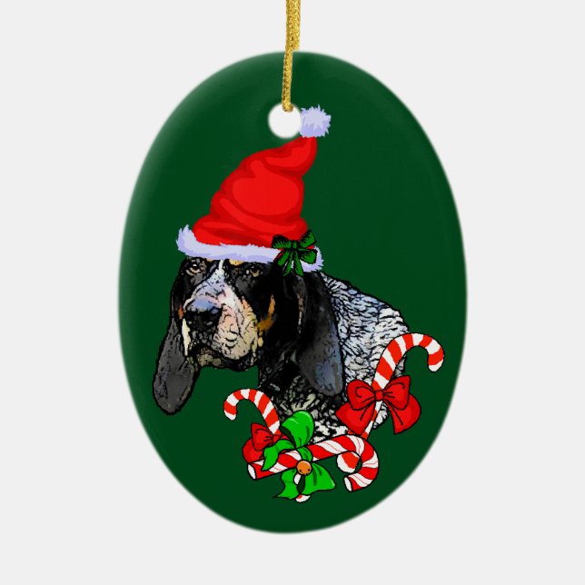 Adorno De Cerámica Navidades de Bluetick Coonhound (Frente)