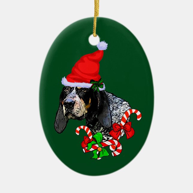 Adorno De Cerámica Navidades de Bluetick Coonhound (Frente)