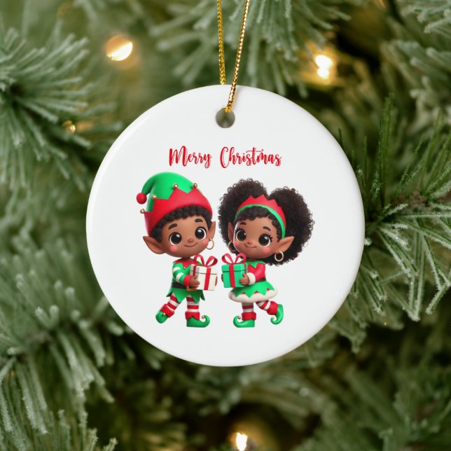 Adorno De Cerámica Navidades de BMSC Elf Ornament, V2 (Árbol)